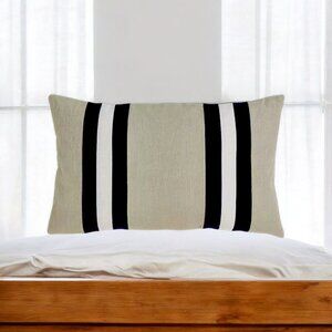 SARO LIFESTYLE Navy Striped Lumbar Throw Pillow